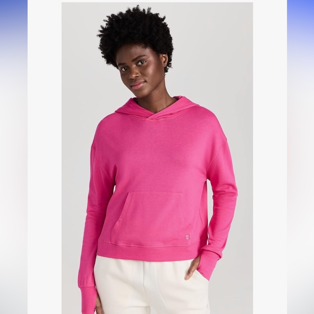 NEW Size S Sweaty Betty After Class Casual Hoodie Sweatshirt in Beet Pink